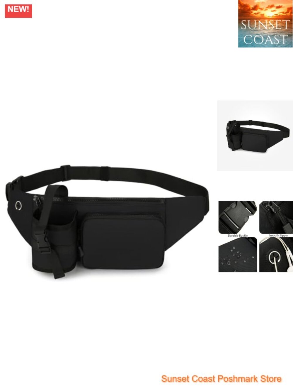 Waterproof Fanny Pack Waist Bag with Water Bottle Holder for Hiking Cycling